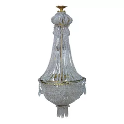 A bronze and crystal light fixture, five lights