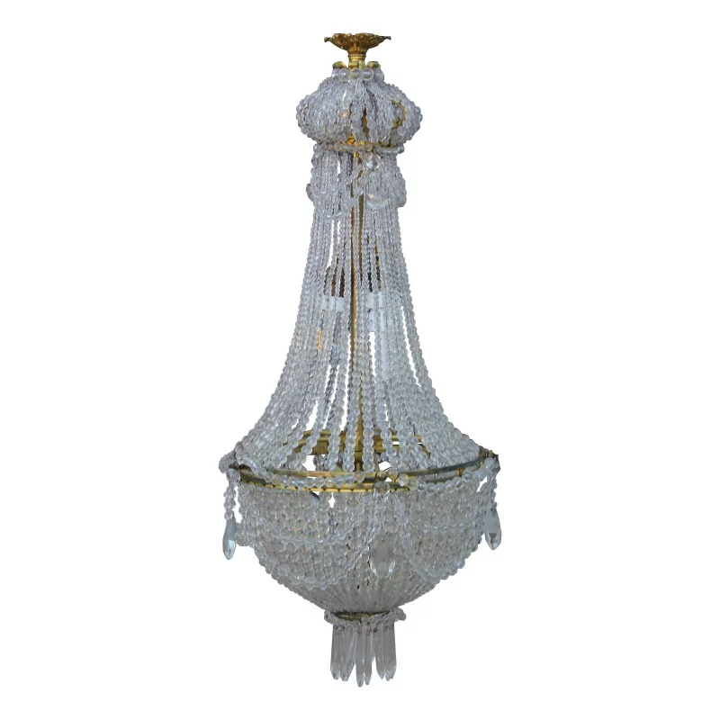 A bronze and crystal light fixture, five lights - Moinat - Chandeliers, Ceiling lamps