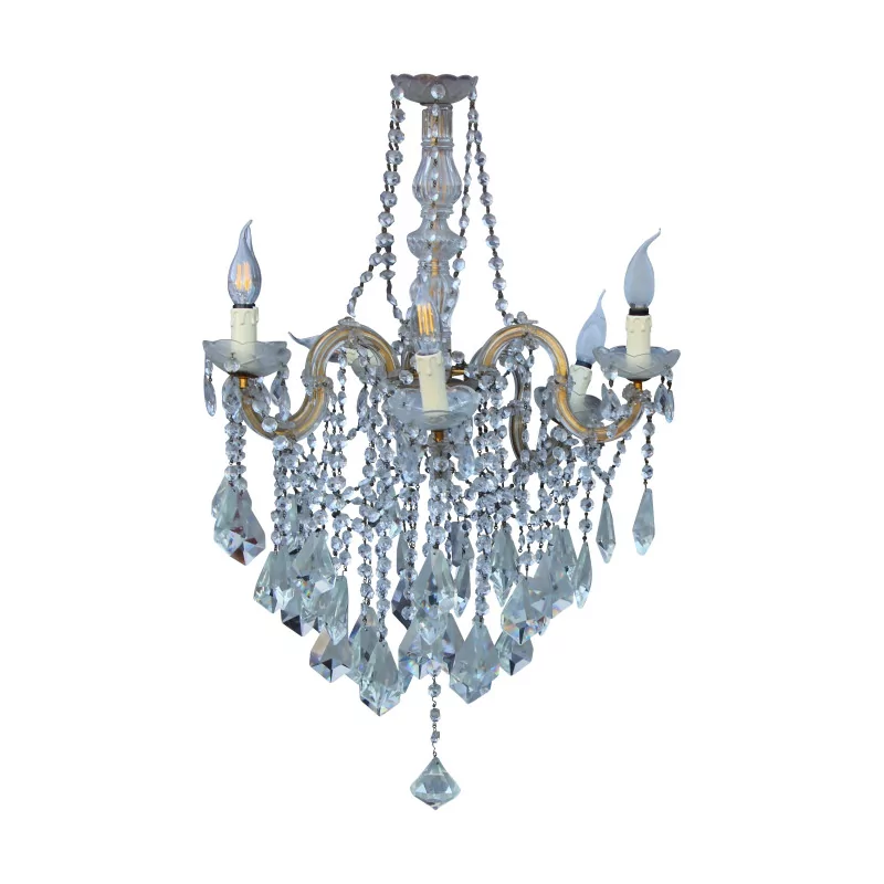 A bronze and crystal light fixture, six lights - Moinat - Chandeliers, Ceiling lamps