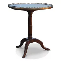 A small round tripod table, mahogany, marble top