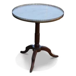 A small round tripod table, mahogany, marble top