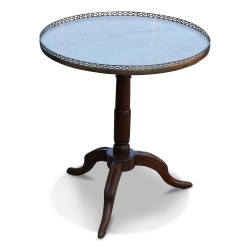 A small round tripod table, mahogany, marble top