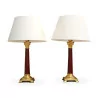 A pair of oxblood column lamps - Moinat - Table lamps