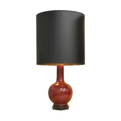 Pair of oxblood lamp with black lampshade with …