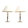 A pair of electrified bronze candlesticks - Moinat - Table lamps