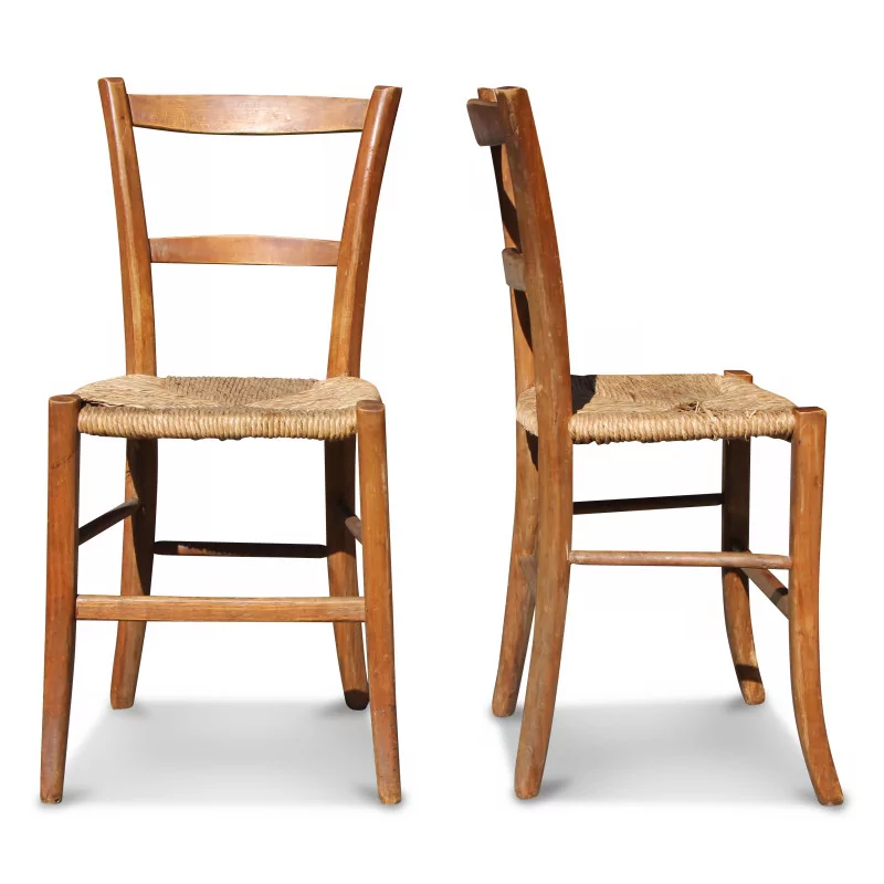 A pair of straw beech seats - Moinat - Chairs