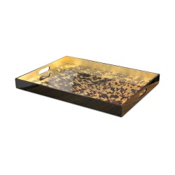 Ein schwarz und gold lackiertes Serviertablett