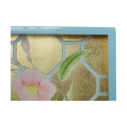 Ein blau-goldenes, mit Coliris lackiertes Serviertablett