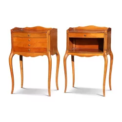 A pair of small cherry chest of drawers