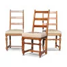 一套三张胡桃木座椅，上面覆盖着哥白林 - Moinat - 椅子