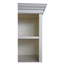 Bibliothèque en sapin, 9 rayons en bois peint coloris gris / beige. Modèle d exposition.