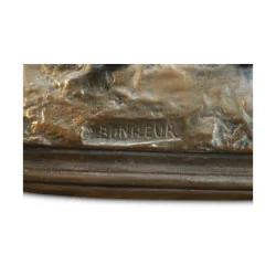 Une sculpture en bronze signé I. Bonheur