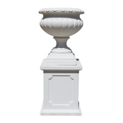 A Medici vase in reconstituted white stone