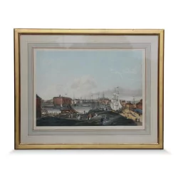 A colored work \"Marine\" signed L.Garneray