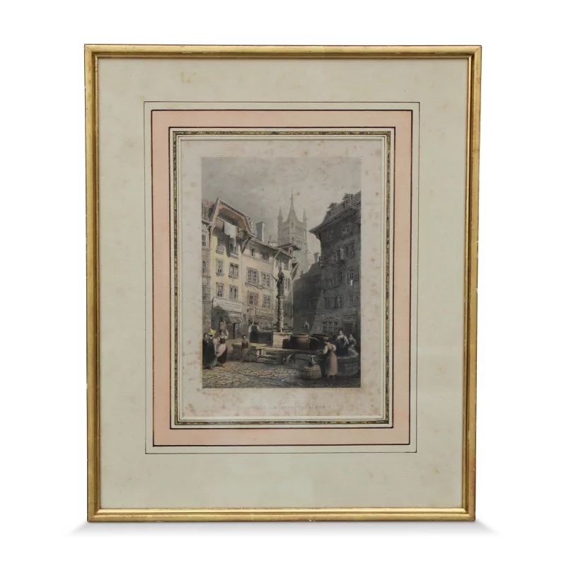 A work “Place de Palud, Lausanne” - Moinat - Prints, Reproductions