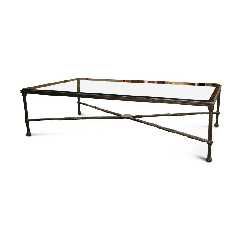 Ein rechteckiger Bronzetisch mit Glasplatte - Moinat - Couchtische, Beistelltische Ein rechteckiger Bronzetisch mit Glasplatte - Moinat - Couchtische, Beistelltische