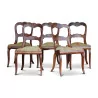 A set of embossed walnut seats from Yverdon - Moinat - Chairs