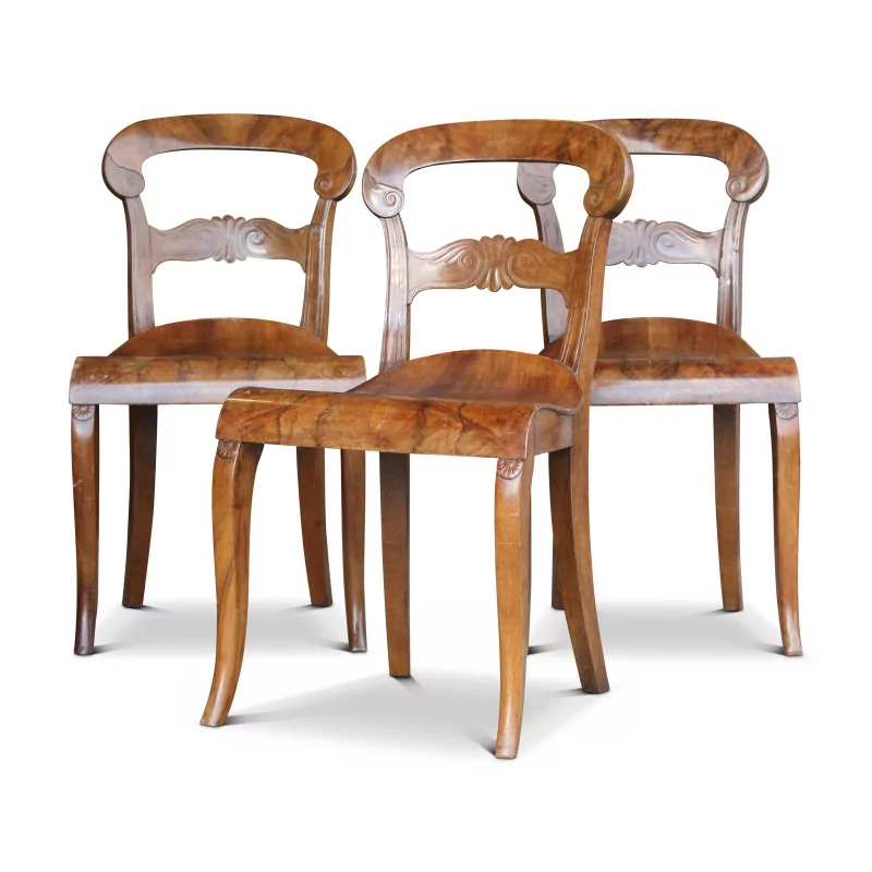 Un lot d’assise Louis Philippe en noyer - Moinat - Chaises