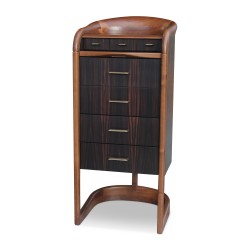 A contemporary walnut storage unit