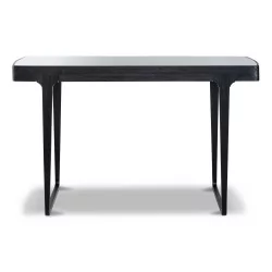 Письменный стол «Монфорт», черный цвет, стеклянная столешница.