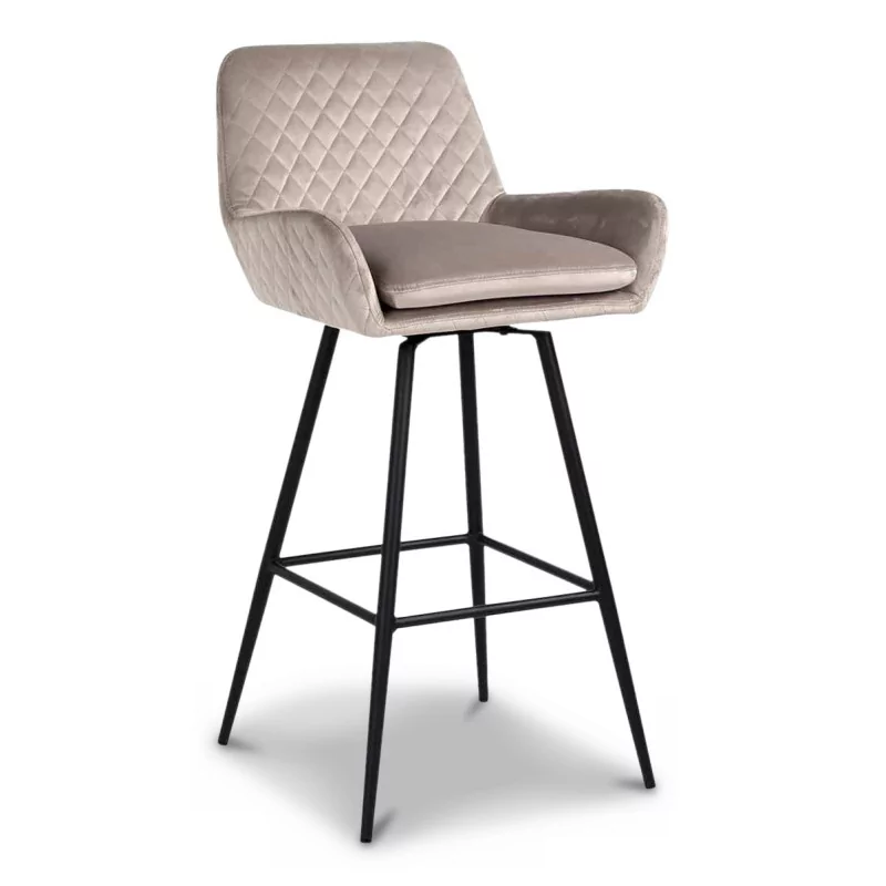 A “Linsey” swivel seat, beige velvet, black steel - Moinat - Bar stools