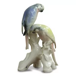 Une oeuvre "Couple de perruche" porcelaine de Meissen