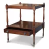 A mahogany bedside table, a drawer, bronze caster feet - Moinat - End tables, Bouillotte tables, Bedside tables, Pedestal tables