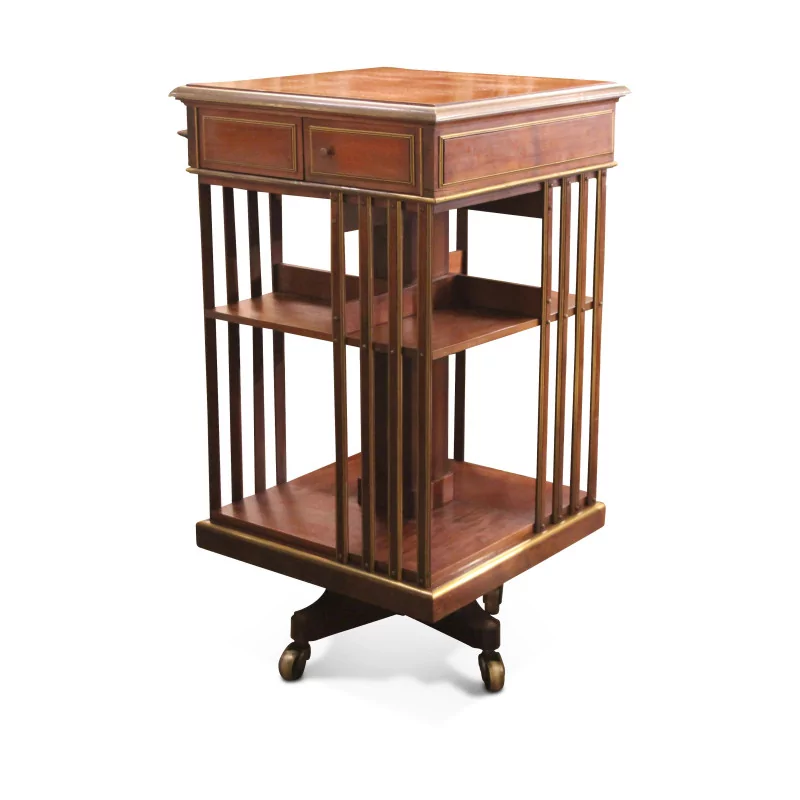 A revolving storage unit \"Revolving bookcase\" in mahogany decorated with brass - Moinat - Bookshelves, Bookcases, Curio cabinets, Vitrines