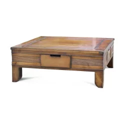 A cherry wood coffee table, Art-Deco, French work. Around 1980.
