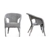 Une paire d’assise en rotin coloris gris matte - Moinat - Fauteuils