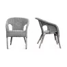 A pair of matte gray rattan seats - Moinat - Armchairs