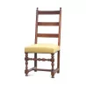 路易十三胡桃木椅子，黄色布艺座椅。纳沙泰尔 - Moinat - 椅子