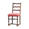 路易十三座椅，胡桃木红色布艺座椅。纳沙泰尔 - Moinat - 椅子
