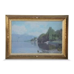 作品《Bord du lac Léman》署名 Nathanael LEMAÎTRE