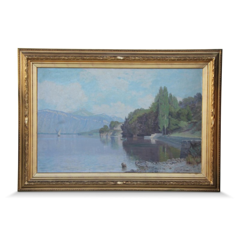 A work “Bord du lac Léman” signed Nathanael LEMAÎTRE - Moinat - Painting - Landscape A work “Bord du lac Léman” signed Nathanael LEMAÎTRE - Moinat - Painting - Landscape