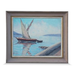 Ein Werk „Berge du Léman“, signiert von G.R. Peitrequin