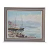 A work \"Lake Geneva Boat and Mountain\" by Gaston Robert Peitrequin - Moinat - Painting - Landscape