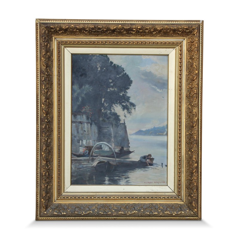 A work \"A fisherman by the lake\" signed Alfred Henri Berthoud - Moinat - Painting - Miscellaneous A work \"A fisherman by the lake\" signed Alfred Henri Berthoud - Moinat - Painting - Miscellaneous