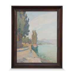 Работа «Bord du lac et quai» подписана Шарлем Паризо.