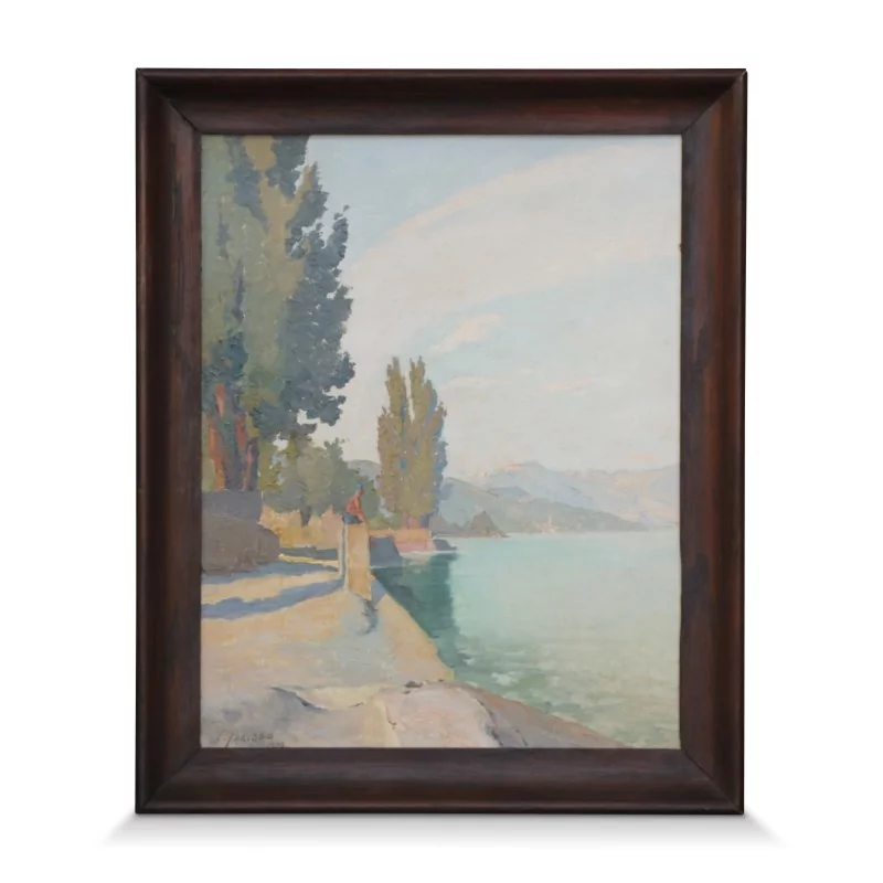 Une oeuvre "Bord du lac et quai" signé Charles Parisod - Moinat - Tableaux - Paysage