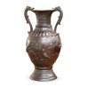 A Japanese bronze vase, \"Dragon and flowers\" decoration - Moinat - Boxes, Urns, Vases