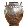 A Japanese bronze vase, \"Dragon and flowers\" decoration - Moinat - Boxes, Urns, Vases