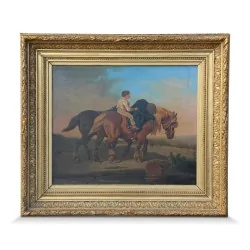 Ein Werk „Das Kind zu Pferd“, signiert von Théodore Fort