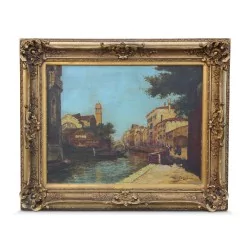 Une oeuvre "Le canal de Venise" signé Charles - Eugène Cousin