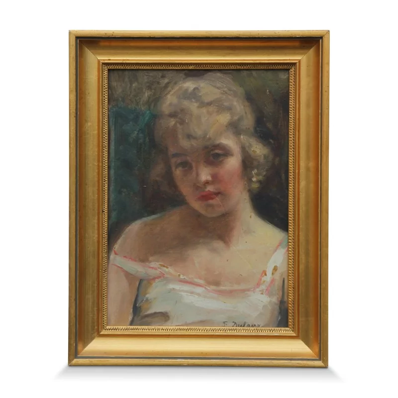 Une oeuvre "Portrait de jeune femme" signé Frédéric Dufaux - Moinat - Tableaux - Portrait