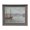 A work \"Barque on Lake Geneva\" signed Louis Amédée Baudit - Moinat - Painting - Navy