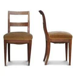 A pair of Louis Philippe chairs in walnut and upholstered seat