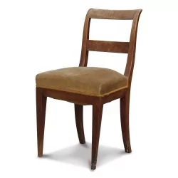 一对路易菲利普胡桃木软垫椅子