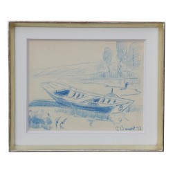 A drawing \"A boat\" signed Louis Emédée Baudit (1870-1960)