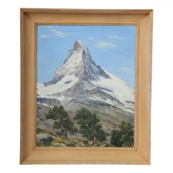 Ein Gemälde „Blick auf das Matterhorn“, signiert von Albert Duplain